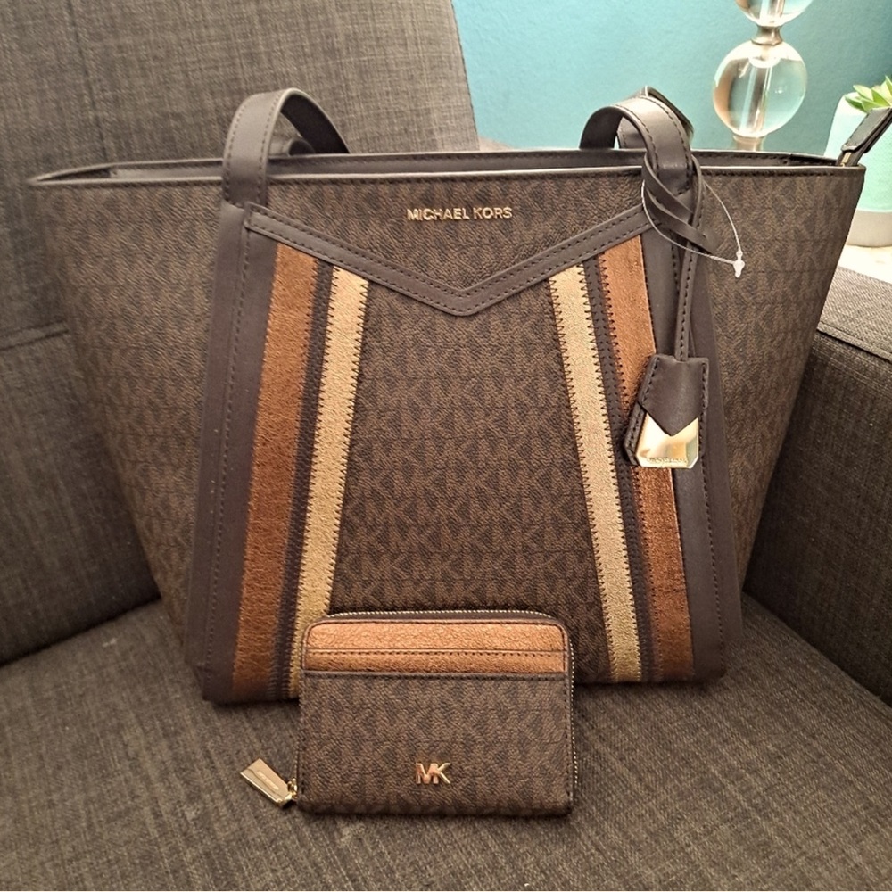 NWT MK Whitney Tote Set S Very Beautiful Love this tote and Matching Wallet!